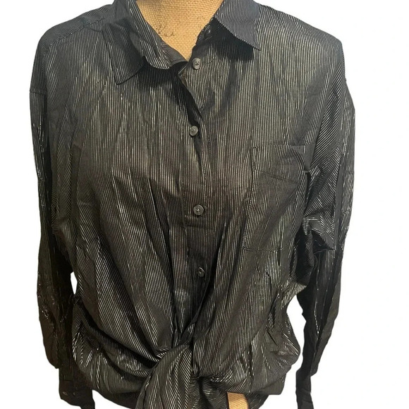 Gap Metallic Stripe Mob Wife Big‎ Shirt L - Picture 2 of 6